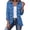 Blue, variant on Women Leopard Jackets Ruffled Leopard Gradient Casual Jacket Stretch Button Down Jean Jacket Fall Coats, Western Outfit for Women Dark Gray L