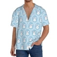thumbnail image 3 of Xecao offers the Cartoon Rabbit for Men's Casual Short-sleeved Shirt, a button-up collared shirt with a pocket, perfect for beach vacations and yacht travel in the X-Large size., 3 of 7