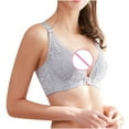 thumbnail image 4 of Bigersell Women's Classic T-Shirt Bra Women Fashion Front Closure Rose Backless Wire Free Push Up Hollow Out Bra Underwear Women Size Female Wireless Bra, Style 4821, Gray 34B, 4 of 6