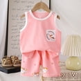 thumbnail image 2 of XZNPDUCQ Toddler Girls Clothes Set Short Sleeve T-shirt Top Elastic Shorts Solid 2Pcs Outfits Cartoon Print 2PCS Set kids For 6 12 18 24 Months 2T 3T 4T 5T Dailywear Pink，12-18 Months, 2 of 3