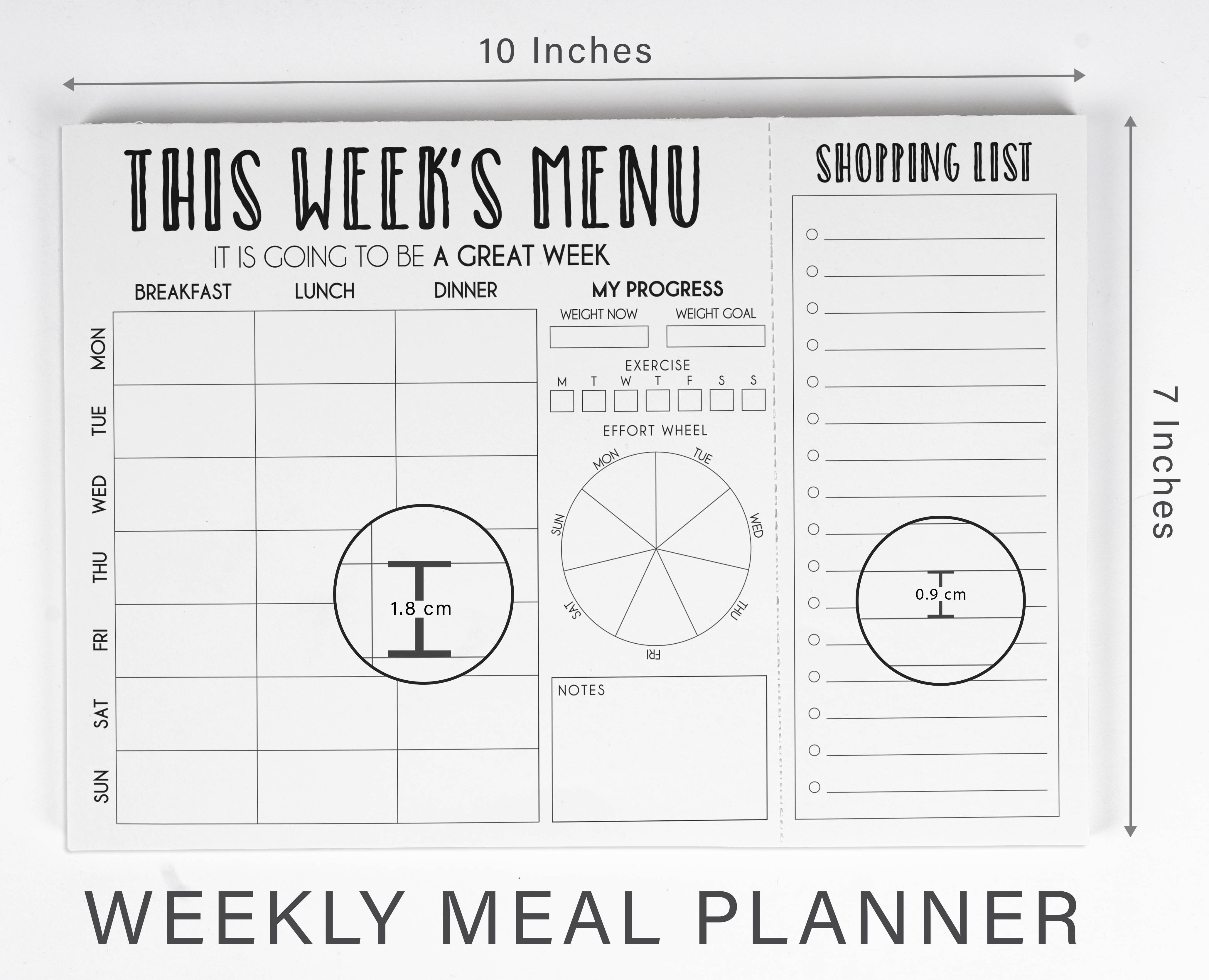 Inkdotpot Weekly Meal Planner Notepad 7"x10 , "This Week's Menu" Magnetic Meal Planning Pad with Tear Off Grocery Shopping List for Fridge- Kitchen & Home - 54 Sheets -PJ