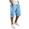 thumbnail image 1 of FhsagQ Male Cargo Short Pants for Men with Slanted Front Pockets and Backless Design for Utility Workwear Sky Blue Size S, 1 of 8