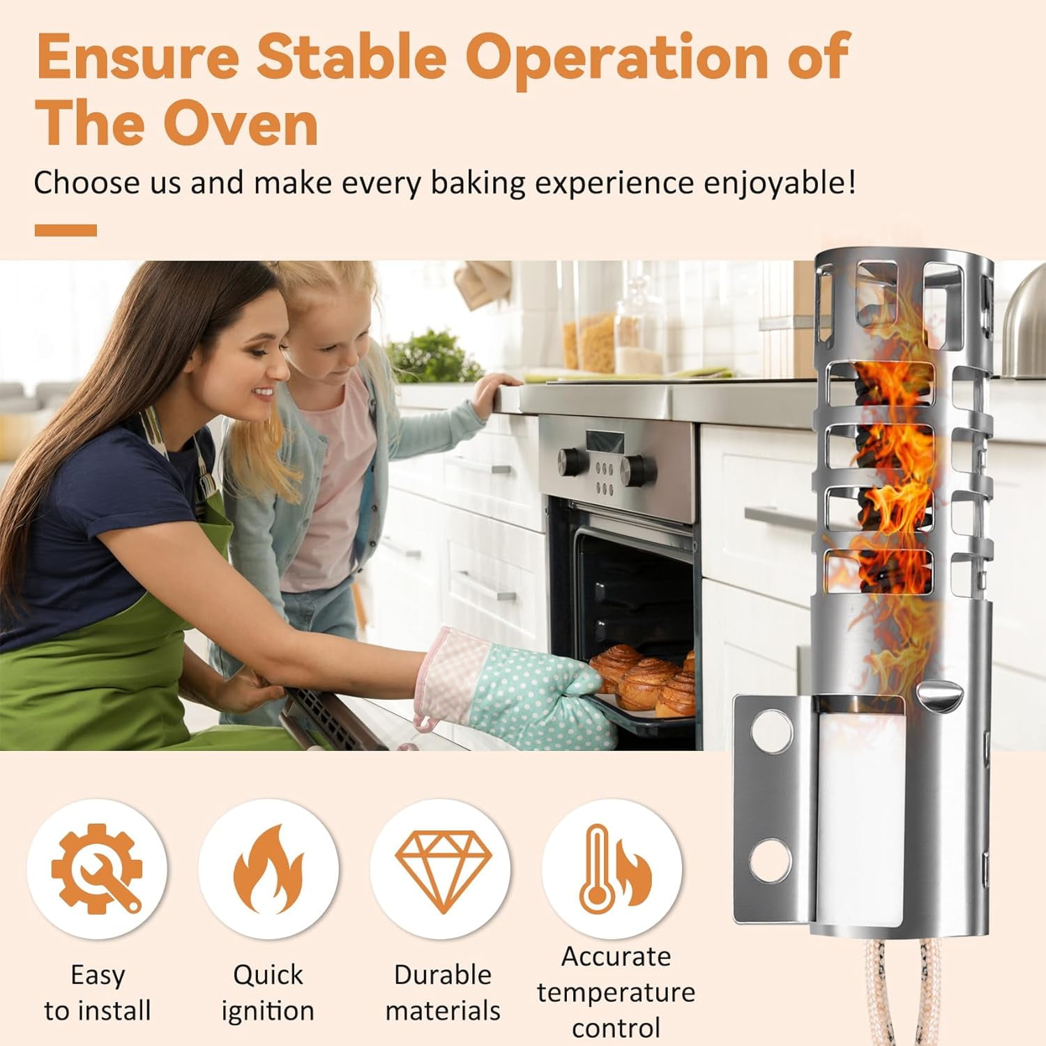 w Replacement for GE Oven Igniter with Stable Ignition Function, Replaces GE XL44 Oven Igniter, Compatible with 4342528, WB13K10027, WB13K3, WB13K4, AP2014008