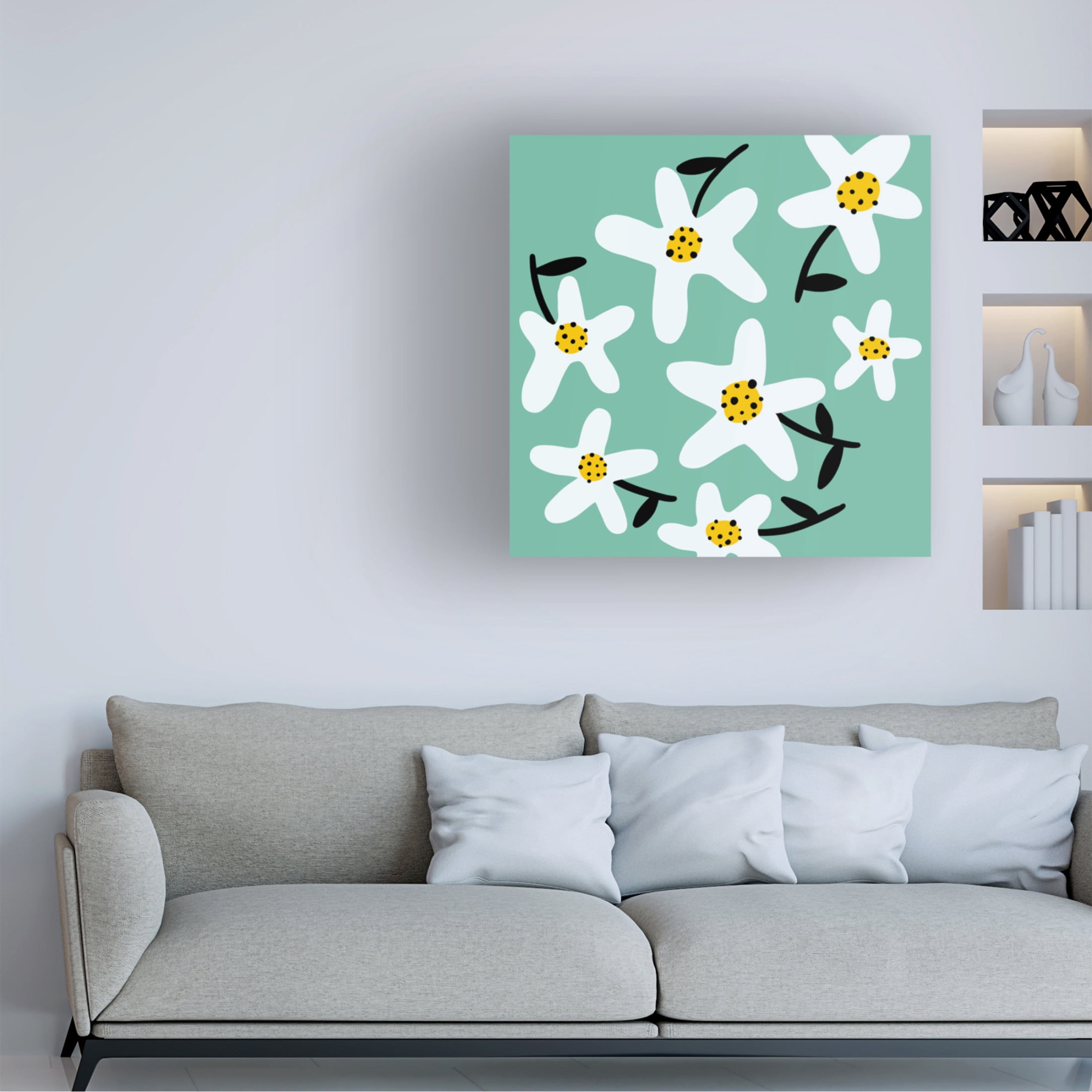 Canvas Wall Art - Rebekah Ewer 'Daisy Rounds II' Wall Art for Living Room, Bedroom, or Office Décor by Trademark Fine Art - 18 x 18 Inches