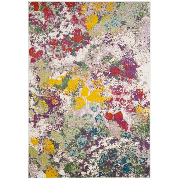 SAFAVIEH Watercolor Isabella Abstract Area Rug, Light Green/Rose, 6'7" x 9'