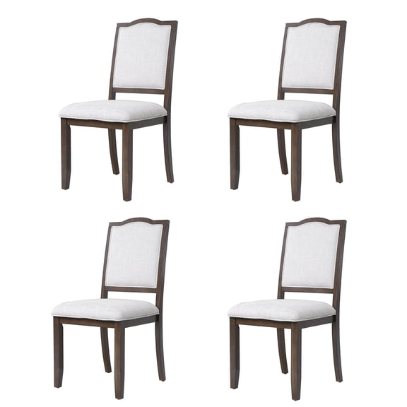 Euroco 35"H Dining Chairs Set of 4,Upholstered Dining Room Chairs with High Back and Wood Frame for Kitchen, Bedroom & Living Room,Brown & Beige