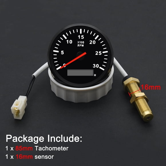 3000rpm 4000 Rpm Meter + M16 Tachometer Sensor 85mm Gasoline Diesel Engine Tacho With Lcd Hourmeter For Marine Boat Motorcycle