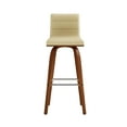 thumbnail image 3 of Vienna 30" Mid Century Modern Swivel Bar Stool in Walnut Wood Finish with Cream Faux Leather, 3 of 14