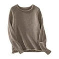 thumbnail image 3 of Wdgfv Women's Pullover Sweater Women's Solid Color Rollover Sweater Loose Fit Knitted Top Round Neck Autumn Winter Casual Fashion Soft Comfortable Cozy, 3 of 9