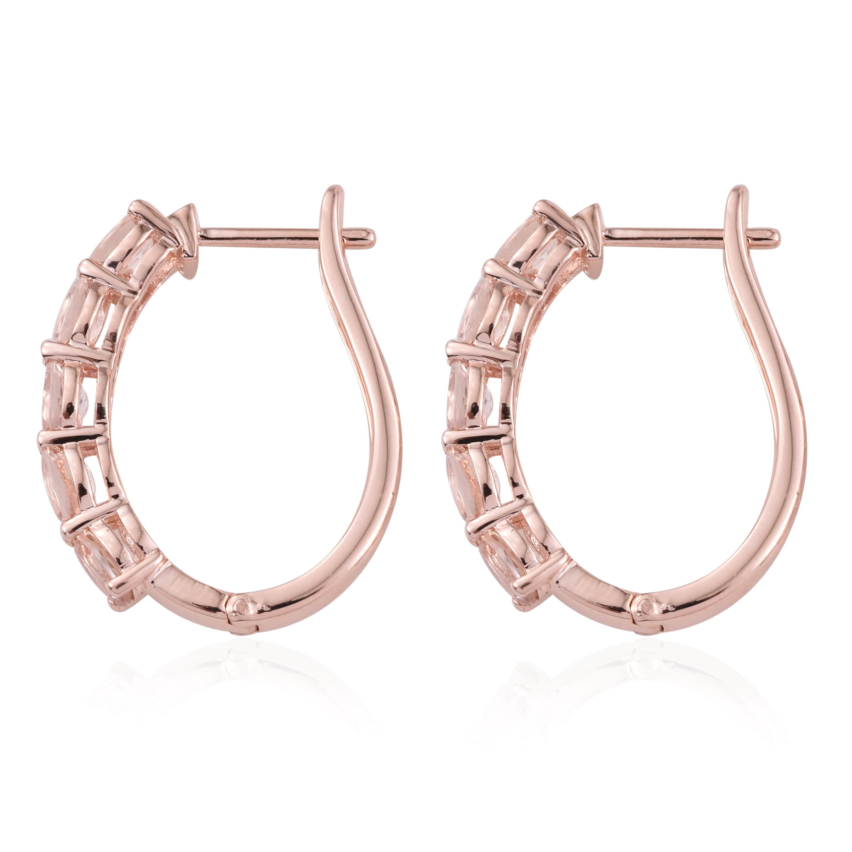 14K Rose Gold Morganite Latch Back Earrings Gift Party Wear Jewelry