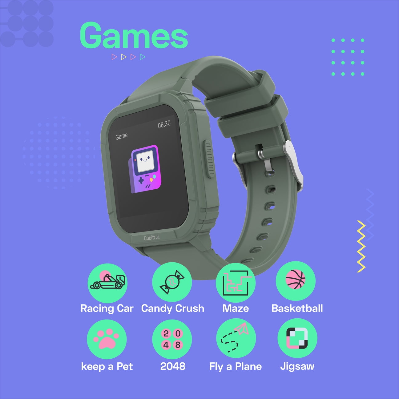 Cubitt Jr Smart Watch Fitness Tracker for Kids and Teens, Waterproof Black