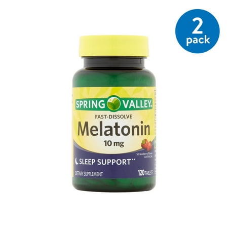 (2 Pack) Spring Valley Melatonin Fast Dissolve Tablets, 10 mg, 120 (Best Dose Of Melatonin For Sleep)
