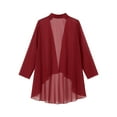 thumbnail image 2 of CHICTRY Women Chiffon Long Sleeve Cardigan Open Front Casual Shrug Bride's Mother Formal Coat Burgundy S, 2 of 6