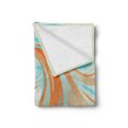 thumbnail image 2 of Abstract Soft Flannel Fleece Throw Blanket, Surreal Illustration of a Long Haired Woman with Closed Eyes Stripes, Cozy Plush for Indoor and Outdoor Use, 60" x 80", Orange and Sky Blue, by Ambesonne, 2 of 5