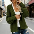 thumbnail image 2 of Wang6 Womens Chunky Plus Size Cardigan Sweaters Fall Pink Open Front Knit Sweater Long Sleeve Knitted Tops Causal V Neck Solid Outwear Green XL, 2 of 5