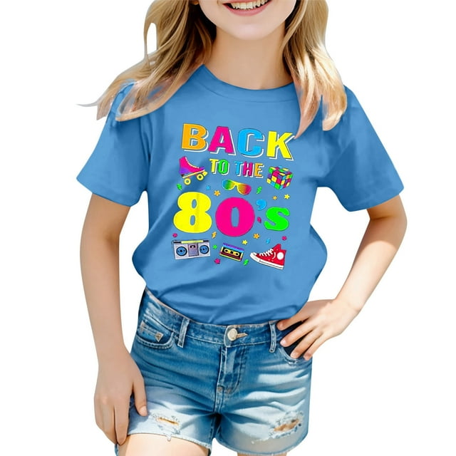 MEZZALL T-Shirt Imprimé Couleur Carnaval pour Enfants, Col Rond, Manches Courtes, 3-4 Ans