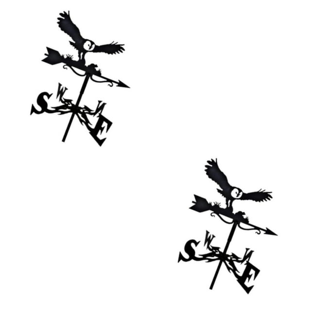 Youkk Wind Direction Indicator Solid Metal Easy To Assemble Weather Wind Speed Iron Weather Vane Owl 2Set