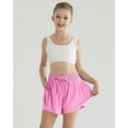 thumbnail image 3 of CARETOO Girls Flowy Athletic Shorts with Pocket Kids Spandex 2 in 1 Drawstring Butterfly Skorts for Cheer, Dance, Running 2pcs, 3 of 12