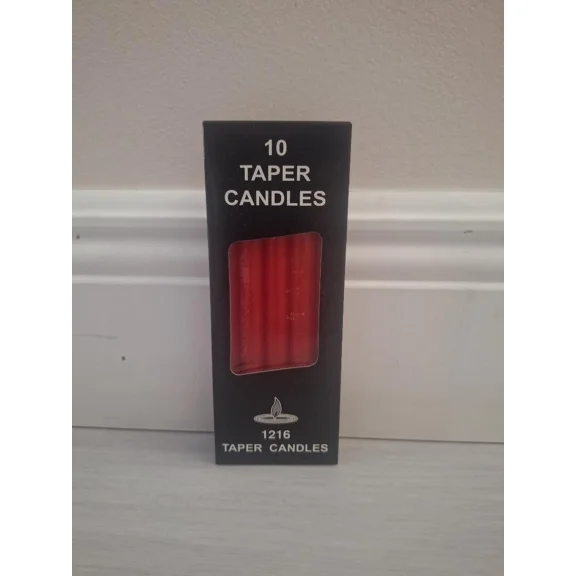 Candles Red Set Of 10 Red Taper Candles 6.5 Inches 5-Hour Burning New Box