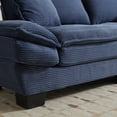 thumbnail image 6 of Blue Corduroy Loveseat Sofa with Pillows - Upholstered Deep Seat Couch for Living Room, Bedroom, Office, Dorm - Sturdy Manufactured Wood Frame, 6 of 8
