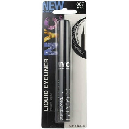 NYC New York Color Liquid Eyeliner, 887 Pearlized Black, 0.17 fl oz
