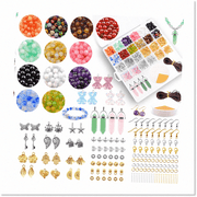 Gemstone Beads Kit - Create Stunning Jewelry with Mixed 8mm Round Loose Stones, Healing Pendants, Resin Bear Charm, and Metal Spacer Beads for DIY Bracelets, Earrings, and Necklace