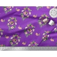 thumbnail image 3 of Soimoi Purple Viscose Chiffon Fabric Bird & Floral Print Printed Fabric 1 Yard 42 Inch Wide, 3 of 3