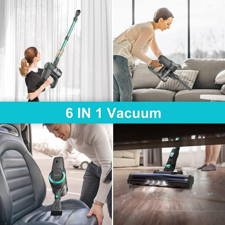 DEVOAC Cordless Vacuum Cleaner, 20kPa Powerful Stick Vacuum up to 40min  Runtime, 6-in-1 Lightweight Handheld Vacuum with 2200mAh Battery for Home  Hard Floor Carpet Pet Hair, Green