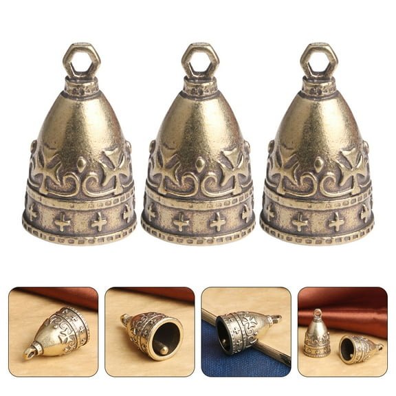 WHAMVOX Golden Brass Bells for Craft and Decoration Perfect for Jewelry Making Supplies Tiny Bell Charms 3pcs