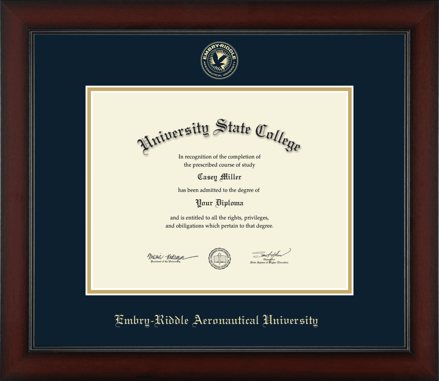 Embry Riddle Aeronautical University Diploma Frame Document Size 11 X 8 5 Walmart Com Walmart Com