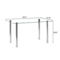thumbnail image 4 of Tcbosik 53.1-Inch Glass Dining Table with Silver Metal Legs, Rectangular Kitchen Table for Home Dining Room (Clear), 4 of 7