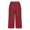 thumbnail image 5 of Aloohaidyvio Pants for Women,Womens Solid Color Casual Loose Broad Leg Straight Barrel Cotton Linen Capris Pants, 5 of 6