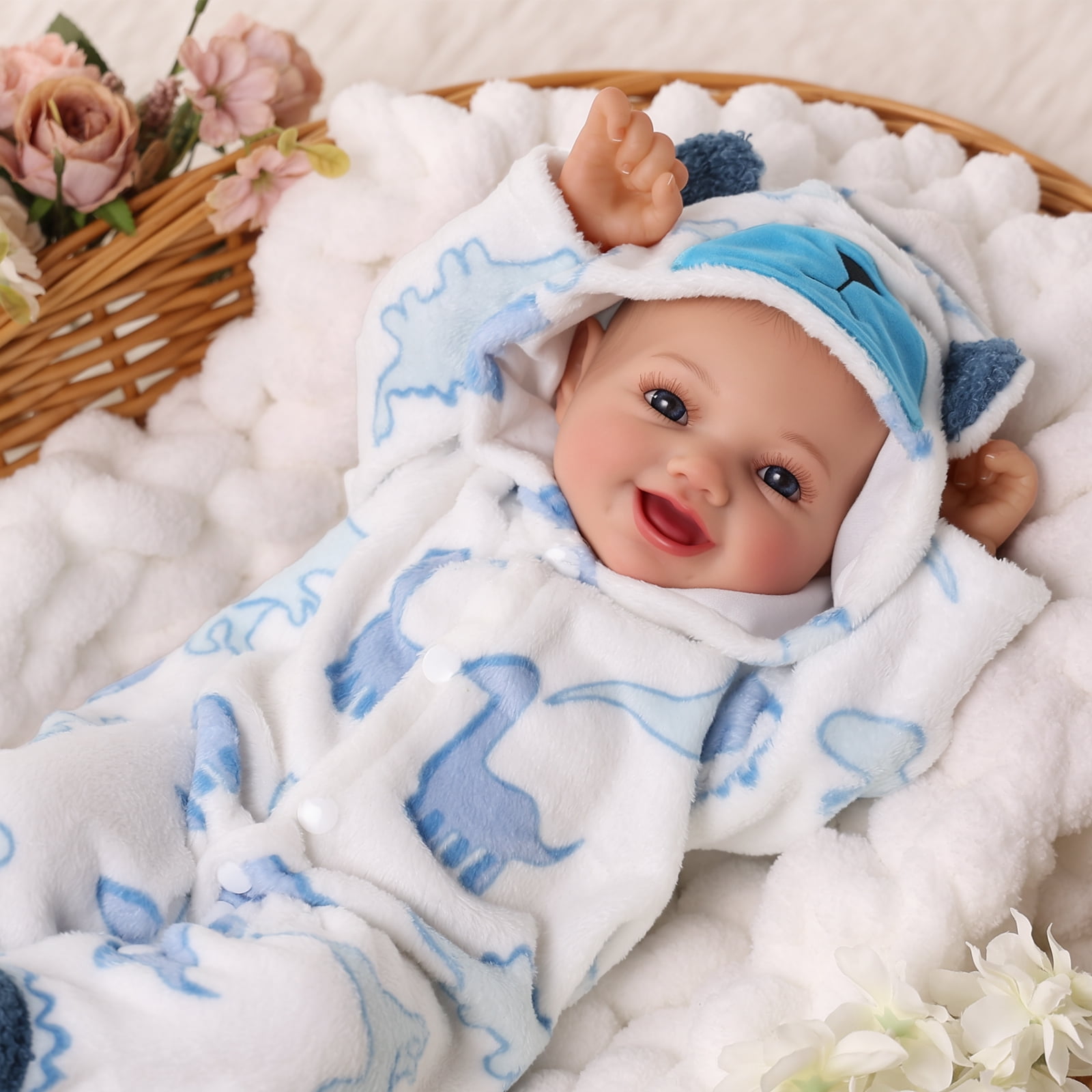 RSG Reborn Baby Dolls Boy, 17 Inch Adorable Smile Real Life Poseable Lifelike Doll for Boy Soft Vinyl and Cloth Body Baby Dolls with Clothes and Toy Gift for Kids Age 3+