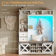 thumbnail image 5 of VANACC Farmhouse Hall Tree with Bench and Shoe Cabinet, LED Entryway Organizer, Rustic White, 5 of 9