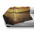 thumbnail image 3 of Hawaiian Soft Flannel Fleece Throw Blanket, Dramatic Sunset Scenery Calm Exotic Beach Ocean Waves Coastal View, Cozy Plush for Indoor and Outdoor Use, 70" x 90", Dark Orange Orange, by Ambesonne, 3 of 6