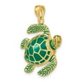 thumbnail image 5 of 14K Yellow Gold 3-D Green Enamel Sea Turtle Charm Pendant, 36 mm, 5 of 7