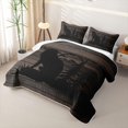 thumbnail image 3 of Erosebridal Silhouette Wolf Quilt King for Boys Men, Rustic Wood Plank Cabin King Coverlet Set, 3pcs, 3 of 7