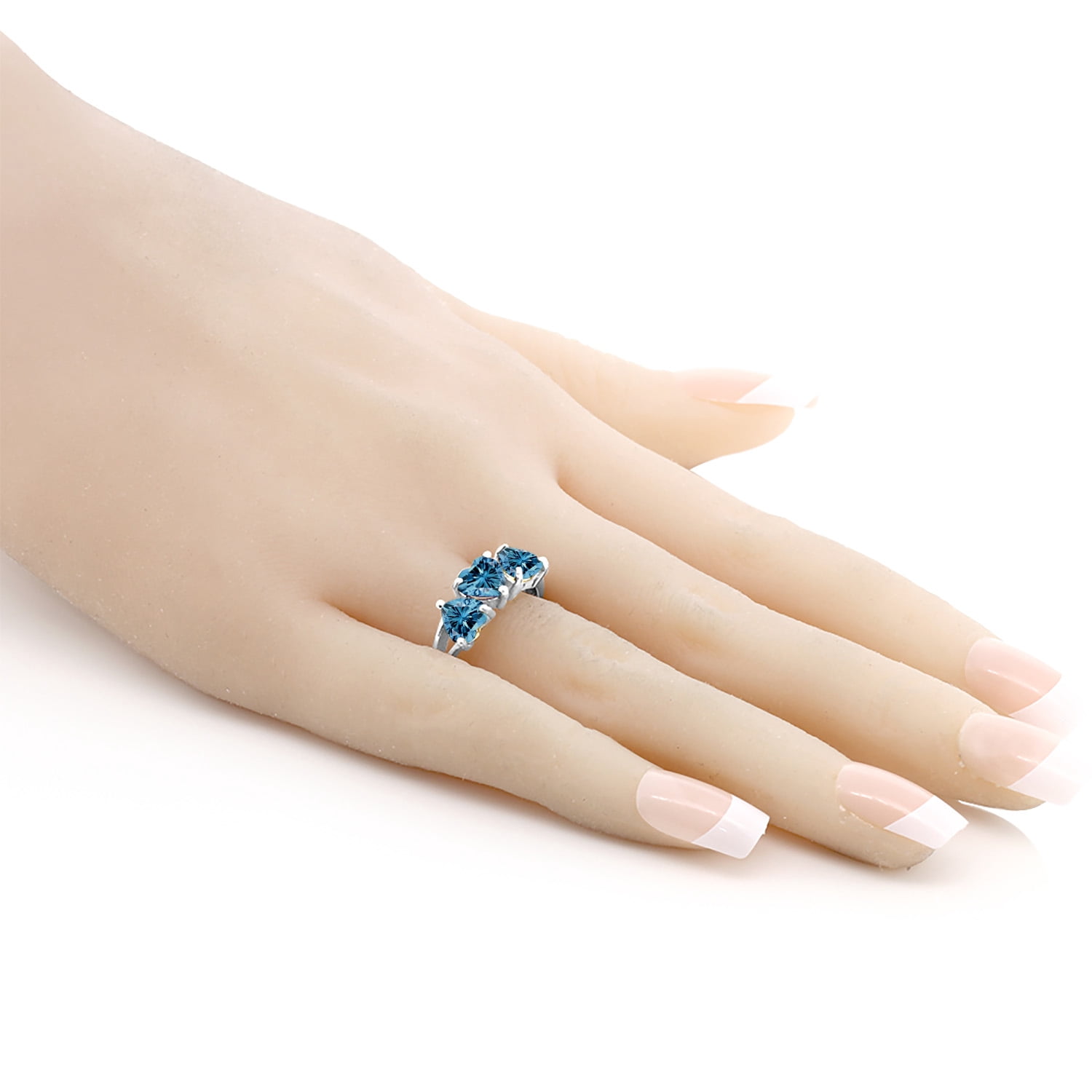 Gem Stone King 925 Sterling Silver Ring Persian Blue Moissanite Moissanite Persian Blue (2.40 Cttw)