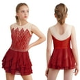 thumbnail image 5 of YiZYiF Kids Girls Figure Ice Skating Dance Dress Sleeveless Rhinestones Ballet Gymnastics Leotards Burgundy 16, 5 of 6