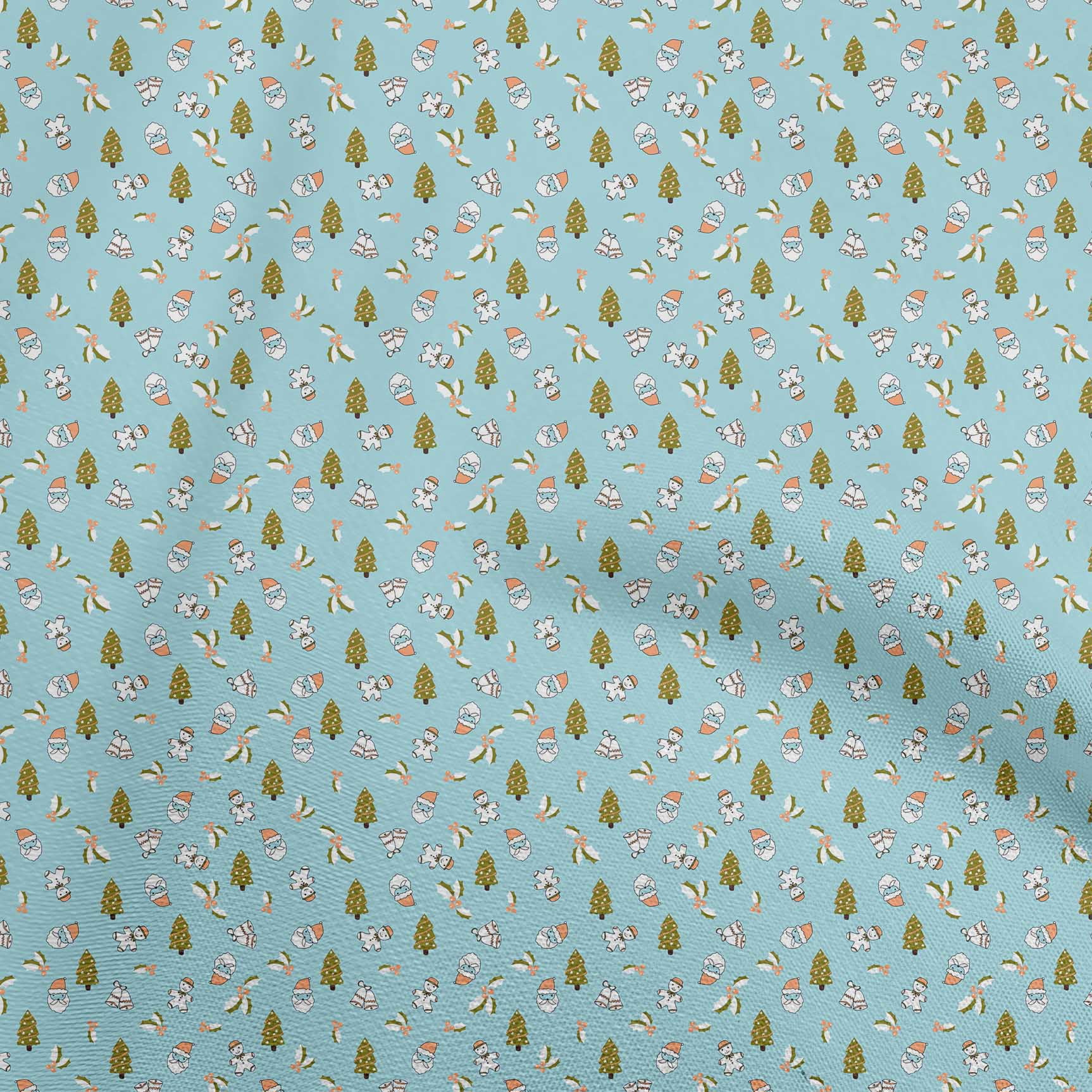 oneOone Georgette Viscose Light Blue Fabric Christmas Fabric For Sewing Printed Craft Fabric By The Yard 42 Inch Wide