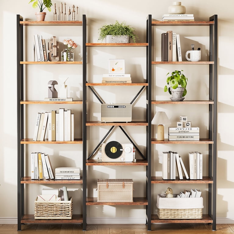 Casacomoda Triple Wide 6-Tier Bookshelf, Rustic Brown photo 4