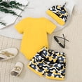 thumbnail image 5 of WUANDIXFA Baby Boy Clothes Letter Printed Romper Shorts Summer Outfits Camo Clothing Set 0 3 6 9 12 Months (Yellow, 0-3 Months), 5 of 8