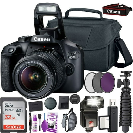Canon 4000D DSLR Camera with EF-S 18-55mm Lens (International Version) + 64GB Memory Card(International Model)