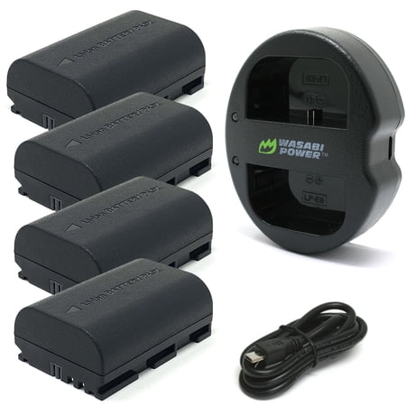 Wasabi Power Battery (4-Pack) and Dual Charger for Canon LP-E6 LP-E6N