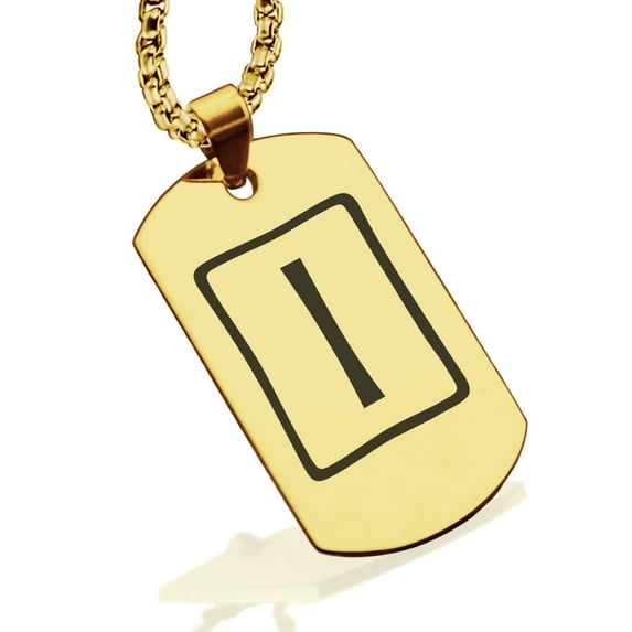 Stainless Steel Elder Futhark Isa Rune Dog Tag Pendant Necklace