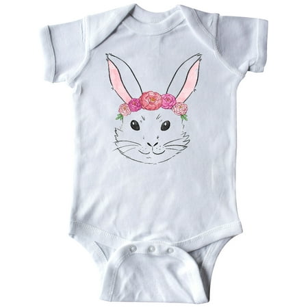

Inktastic Cute White Easter Bunny Wearing a Pink Flower Crown Gift Baby Boy or Baby Girl Bodysuit