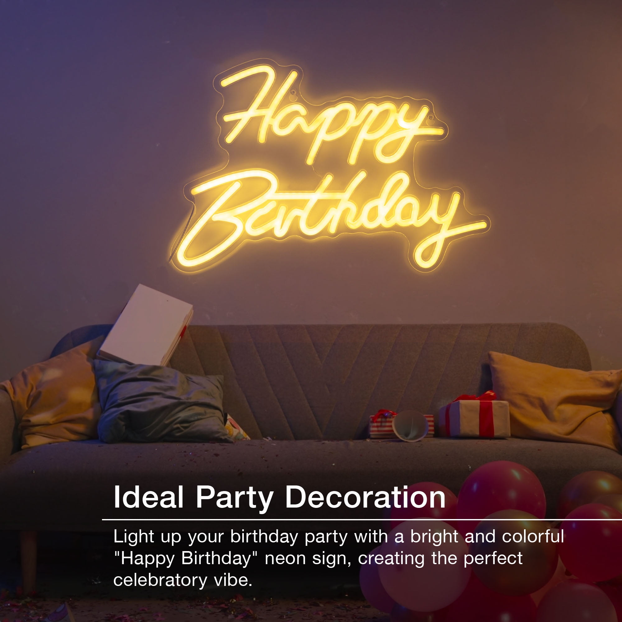 Happy Birthday LED Neon Wall Sign, 16.5in