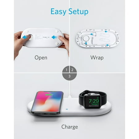 Anker - PowerWave+ Wireless Charging Pad with Watch Holder - White