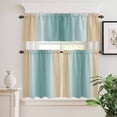 thumbnail image 2 of 3 Piece Kitchen Curtains and Valances Set Teal Yellow Ombre Cafe Curtains 24 Inch Length Farmhouse Modern Gradient Art Valance & Tier Curtain for Living Room Bedroom Small Window 54"x18"+27"x24"*2, 2 of 6