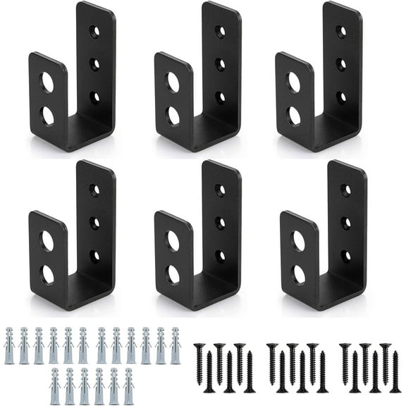 2x4 Door Barricade Brackets Security Bar U Bracket Heavy Duty Devices Night Lock Reinforcement for Tool Hanger/Shed/Garage/Gate（6 pcs）